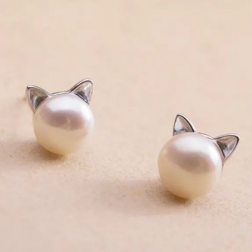 Closet Clearout Last Chance-Cat Pearl Stud Earrings